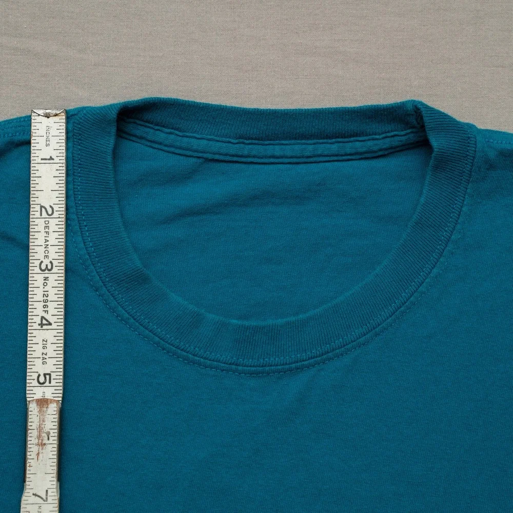 Trader Joes Hibiscus Crew Logo Short Sleeve Blue Spellout Employee Shirt S